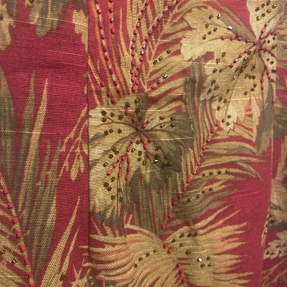 Vintage Maggy London Red and Gold Tropical Cocktail Dress - 8P